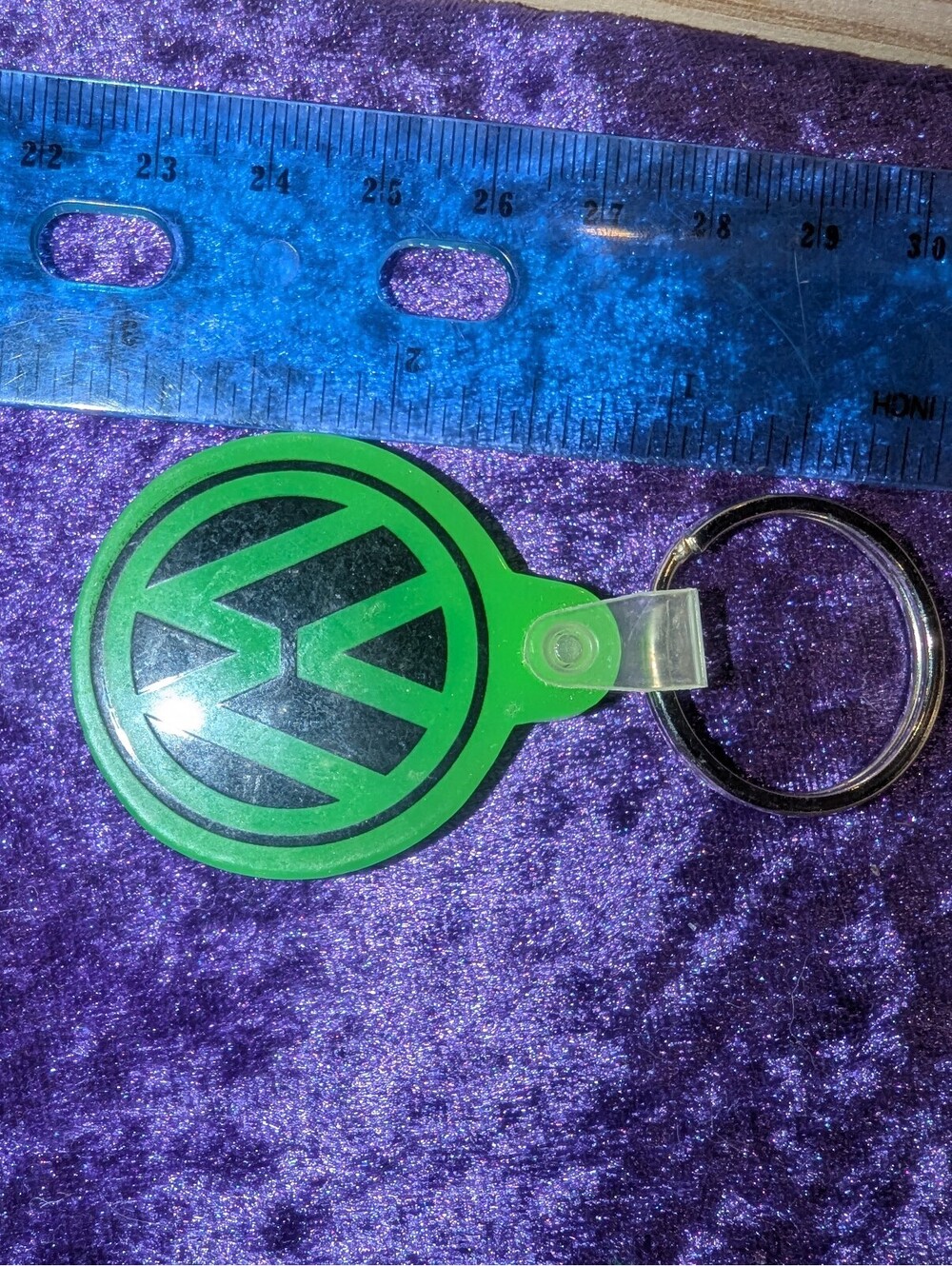 Vintage Volkswagen Sales & Service Green Keychain